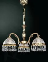 Люстра подвесная L 6100/3 Reccagni Angelo прозрачная белая на 3 лампы, основание золотое в стиле классический Люстра подвесная L 6100/3 Reccagni Angelo прозрачная белая на 3 лампы, основание золотое в стиле классический